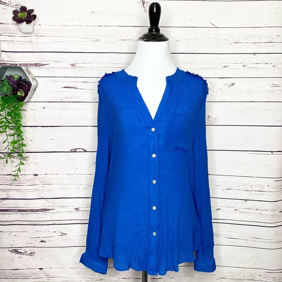 Zac & Rachel Blue Lightweight Button Up Shirt Size Large - Picture 1 of 10